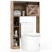 Topbuy Freestanding Over The Toilet Storage Cabinet Bathroom Cabinet with Sliding Barn Door & Storage Shelves Rustic
