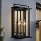 Outdoor Wall Lights 2-Light Dusk to Dawn Porch Light 15.3 H Waterproof Wall Mounted Lamp with Retro Mirror