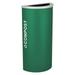 Ex-Cell Kaiser 8 Gallon Half Round Recycling Receptacle with Cans & Bottles Decal Emerald Texture
