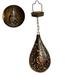 Solar Outdoor Lights Lanterns Waterproof - Hanging Decorative Metal Lamps with Pattern for Outside Patio Tree Garden Yard Front Porch Backyard Pathway Christmas Decor Decorations Gifts copper color