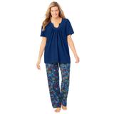 Plus Size Women's Embroidered Short-Sleeve Sleep Top by Catherines in Evening Blue (Size 5X)