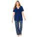 Plus Size Women's Embroidered Short-Sleeve Sleep Top by Catherines in Evening Blue (Size 5X)