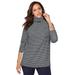 Plus Size Women's Long Sleeve Mockneck Tee by Jessica London in Black Stripe (Size 18/20) Mock Turtleneck T-Shirt