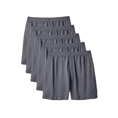 Men's Big & Tall 5-Pack Cotton Boxers by KingSize in Steel (Size XL)