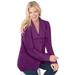 Plus Size Women's Shawl Collar Shaker Sweater by Woman Within in Plum Purple (Size M)