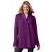 Plus Size Women's Shawl Collar Shaker Sweater by Woman Within in Plum Purple (Size 2X)