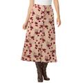 Plus Size Women's Corduroy skirt by Woman Within in New Khaki Watercolor Floral (Size 16 W)