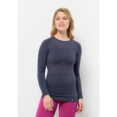 Langarmshirt JACK WOLFSKIN "SEAMLESS WOOL L/S W", Damen, Gr. S (36), grau (graphite), 55% WOLLE (MERINO), 43% POLYAMID, 2% ELASTHAN, Langarm, Shirts Image