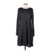 J.Crew Factory Store Casual Dress - Shift Scoop Neck Long sleeves: Black Dresses - Women's Size Medium