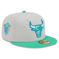 Men's New Era Chicago Bulls Cream and Green 59FIFTY Fitted Hat