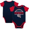 Newborn & Infant Navy/Red New England Patriots Home Field Advantage Three-Piece Bodysuit, Bib Booties Set