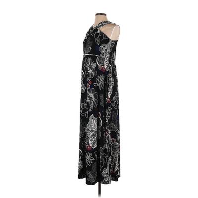 Motherhood Casual Dress - A-Line Plunge Sleeveless: Black Floral Dresses - Women's Size Small Maternity