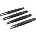 Tweezers Anti-Static Black Carbon Fiber Tweezers Tools Kit Plastic Tweezers Pointed Flat Head Elbow Round Wide Mouth Flat Head Tools Set Premium Anti-Static Stainless Steel (Color : 3)