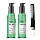 L Oreal Pro SerieExpert Volumetry Intra-Cylane Texturizing Spray Root Lifting Booster (4.2 oz) with SLEEKSHOP Teasing Comb Pack of 2