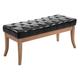 Banquette avec pieds en bois assise en similicuir Noir