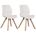 Lot 2 chaises avec pieds en bois assise en similicuir Blanc