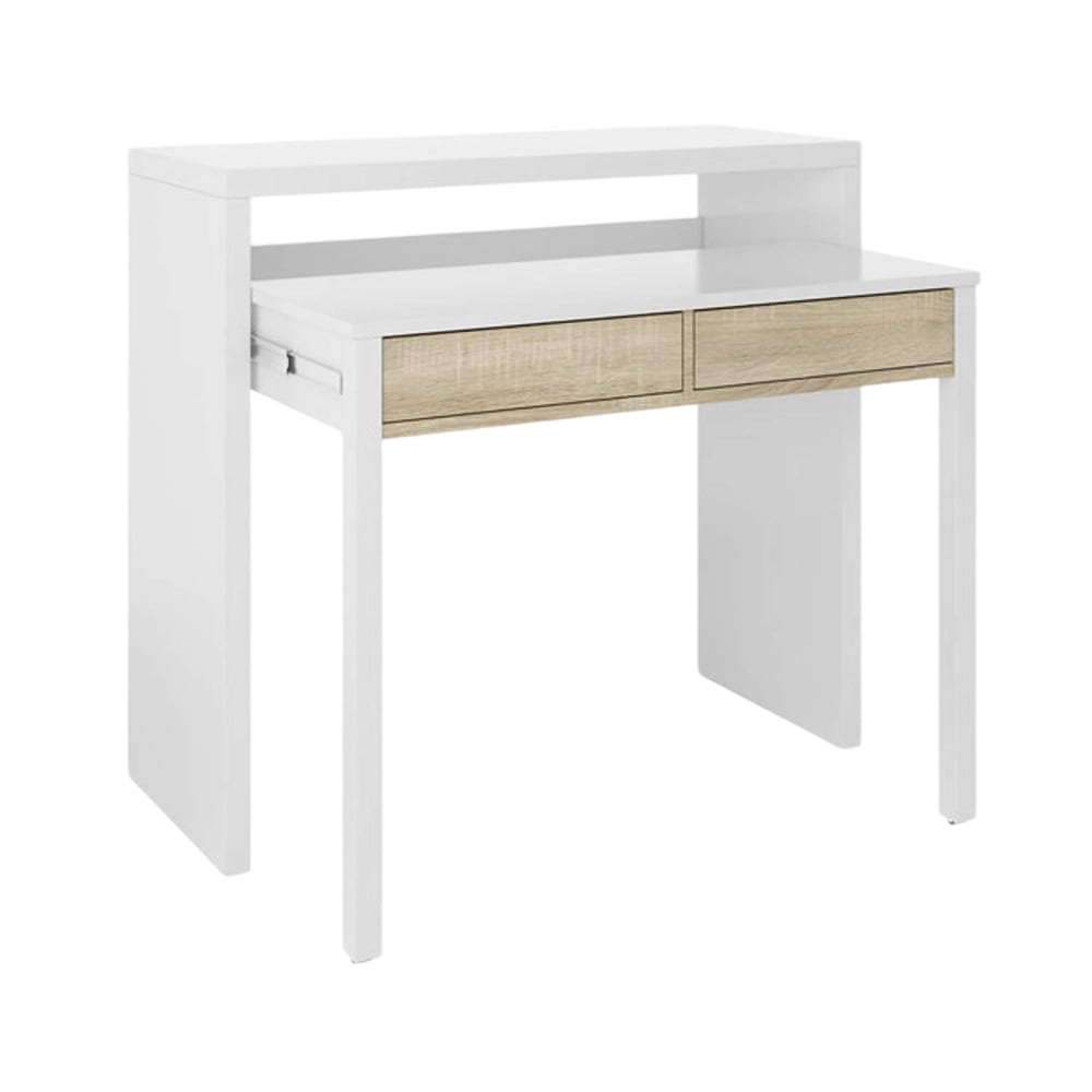 Bureau effet bois beige, blanc 98x36 cm