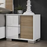 Gava Contemporary White and Natural Wood 2-Drawer Nightstand by Furniture of America