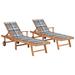 vidaXL Sun Lounger with Beige Cushion Solid Teak Wood - 76.8" x 23.4"