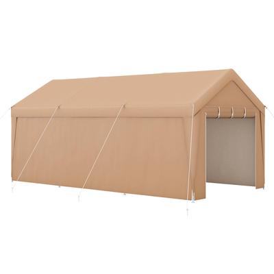 10x20FT Patio Carport Garage Removable Sidewall Zippered Door
