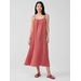 Puckered Organic Linen Square Neck Dress - Red - Eileen Fisher Dresses