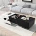 Modern Extendable Sliding Top Coffee Table with Hidden Storage, Luxury Cocktail Table with Drawer, 2-Tone Design Center Table