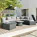 10-Piece Outdoor Patio Furniture Set, Half Round Shape Outdoor Sectional PE Wicker Rattan Sofa Set with Cushions, Coffee Table
