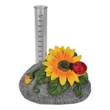 7" Sunflower and Ladybug Rock Garden Rain Gauge