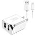 For Sony Ericsson W350 Accessory Kit 2 in 1 Charger Set [2.1 Amp USB Home Charger + 5 Feet Micro USB Cable] White
