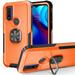 for Moto G Pure 6.5 2021 Case Multi-Layer Anti-Drop Case with Ring Kickstand & Car Mount Shockproof Protective Case for Moto G Pure Ladies Women Men Orange