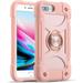 Compatible with iPhone 6 Plus/6S Plus Case iPhone 7 Plus case/iPhone 8 Plus Case 5.5 Inch with Ring Stand Heavy-Duty Military Grade Shockproof Phone Cover with Magnetic Car Mount. (Pink)