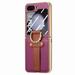 Dteck for Samsung Galaxy Z Flip 5 Case with PU Leather Wrist Strap Finger Ring Holder Small Screen Film Galaxy ZFlip5 2023 Ultra Slim Shockproof Fashionable Practical Phone Cover Purple