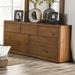 Barnes Transitional Light Walnut 64-inch Wide Wood 7-Drawer Dresser by Furniture of America