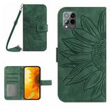 For T-Mobile Revvl 6 Pro 5G Skin Feel Sun Flower Pattern Flip Leather Phone Case with Lanyard