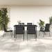 vidaXL 7 Piece Patio Dining Set Black Steel and Textilene - 59.1" x 35.4" x 29.1"