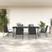 vidaXL 7 Piece Patio Dining Set Black Steel and Textilene - 78.7" x 39.4" x 29.1"