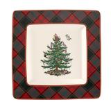 Spode Christmas Tree Tartan Square Platter - 10 Inch