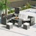 6-Piece Outdoor Patio Furniture Set, All-weather Conversational Furniture Sectional Sofa Set with Storage Box and Center Table
