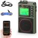 Raddy RF75A APP Control Shortwave Radio Portable AM/FM/VHF/SW/WB Weather Radio with Bluetooth Pocket Radio Rechargeable w/ 9.85 Ft Wire Antenna