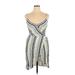 Ann Taylor LOFT Casual Dress - Wrap Plunge Sleeveless: Yellow Print Dresses - Women's Size 14
