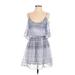 Hollister Casual Dress - A-Line Plunge 3/4 sleeves: Blue Dresses - Women's Size X-Small