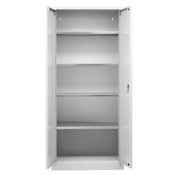PROREGAL Flügeltürenschrank Badger | 4 Fachböden | Eurolock Griff Sockel | HxBxT 180x80x38 cm | Grau | Verzinkt Image