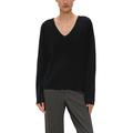 Strickpullover S.OLIVER BLACK LABEL Gr. 36, grau (grey, black) Damen Pullover V-Pullover mit leicht überschnittenen Schultern
