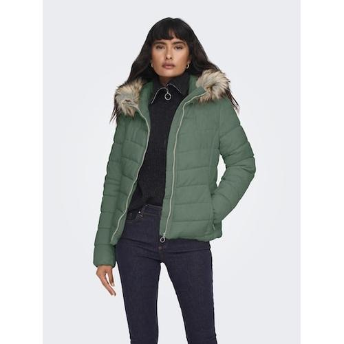 "Steppjacke ONLY ""ONLELLAN QUILTED HOOD JACKET CC OTW"" Gr. XL (42), sea spray detail:nature fur Damen Jacken Steppjacken"