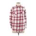 Derek Heart Long Sleeve Button Down Shirt: Red Plaid Tops - Women's Size Medium