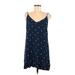 Cupcakes & Cashmere Casual Dress - Mini V-Neck Sleeveless: Blue Polka Dots Dresses - Women's Size Medium