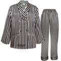 Women's Striped Silk Long Pyjamas Set Medium Not Just Pajama