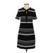 White House Black Market Casual Dress - A-Line Tie Neck Short sleeves: Black Stripes Dresses - Women's Size Small