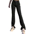 Pantalon en jean slim Vintage pour femme pantalon féminin avec poches latérales couleur unie
