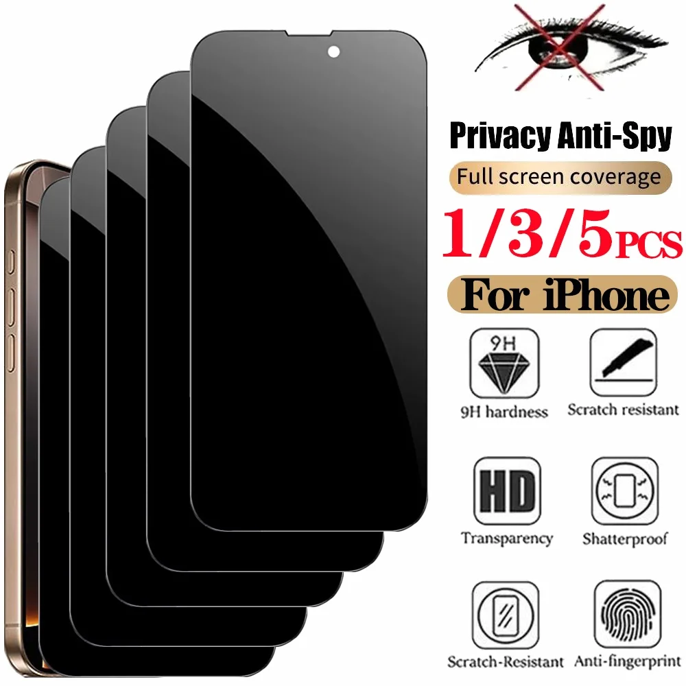 1/3/5 PCS anti-espionnage Verre trempé pour iPhone 17 16 15 Pro Max Protection d